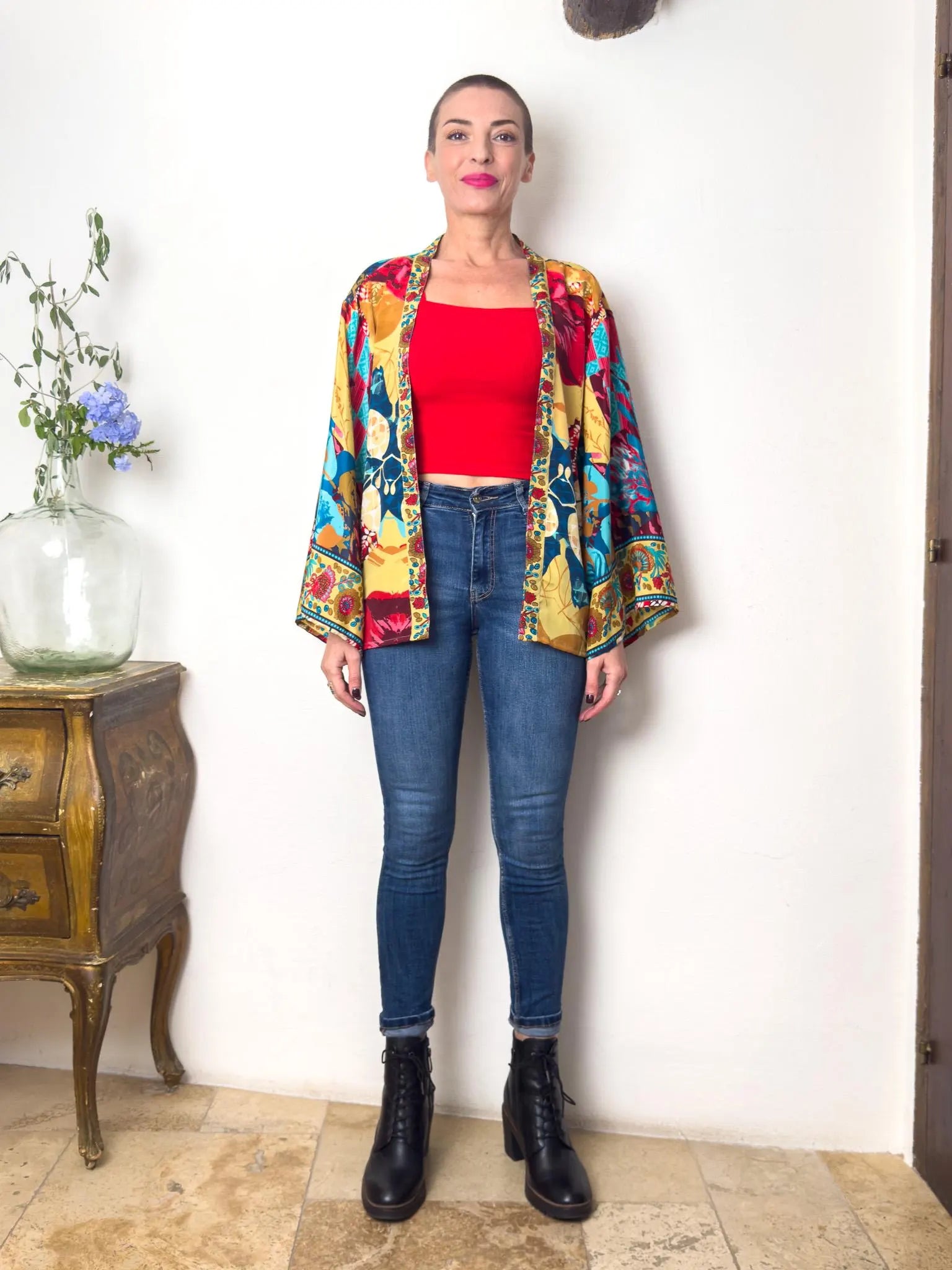 Veste kimono en soie, veste cardigan, kimono vintage, veste bohème, cadeau de Noël, cadeau pour elle.