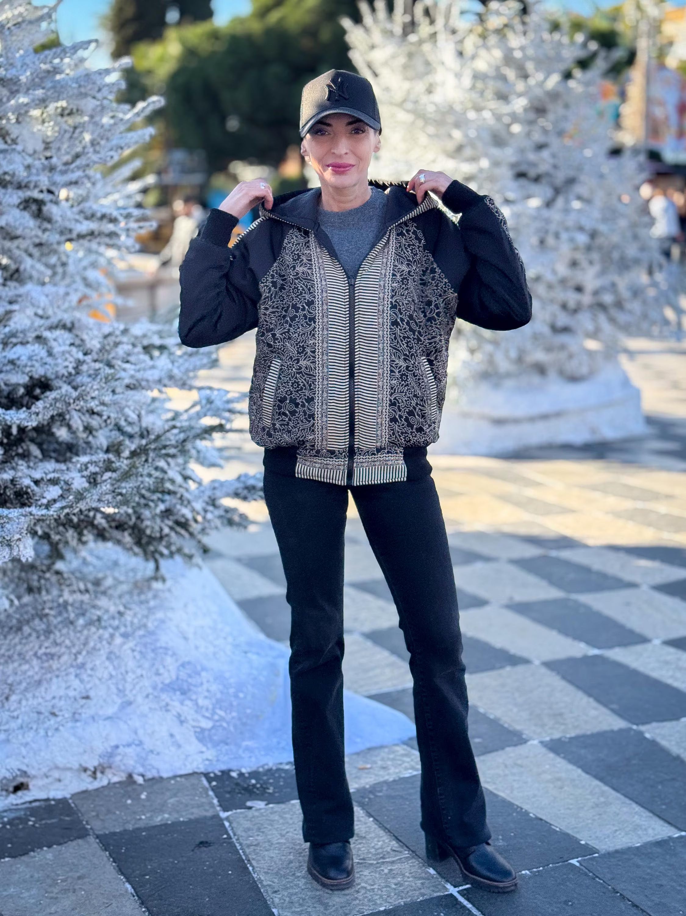 Vintage Reversible Winter Jacket - Reversible Hooded Jacket - Vintage Bomber - Reversible Bomber - Gift for Her