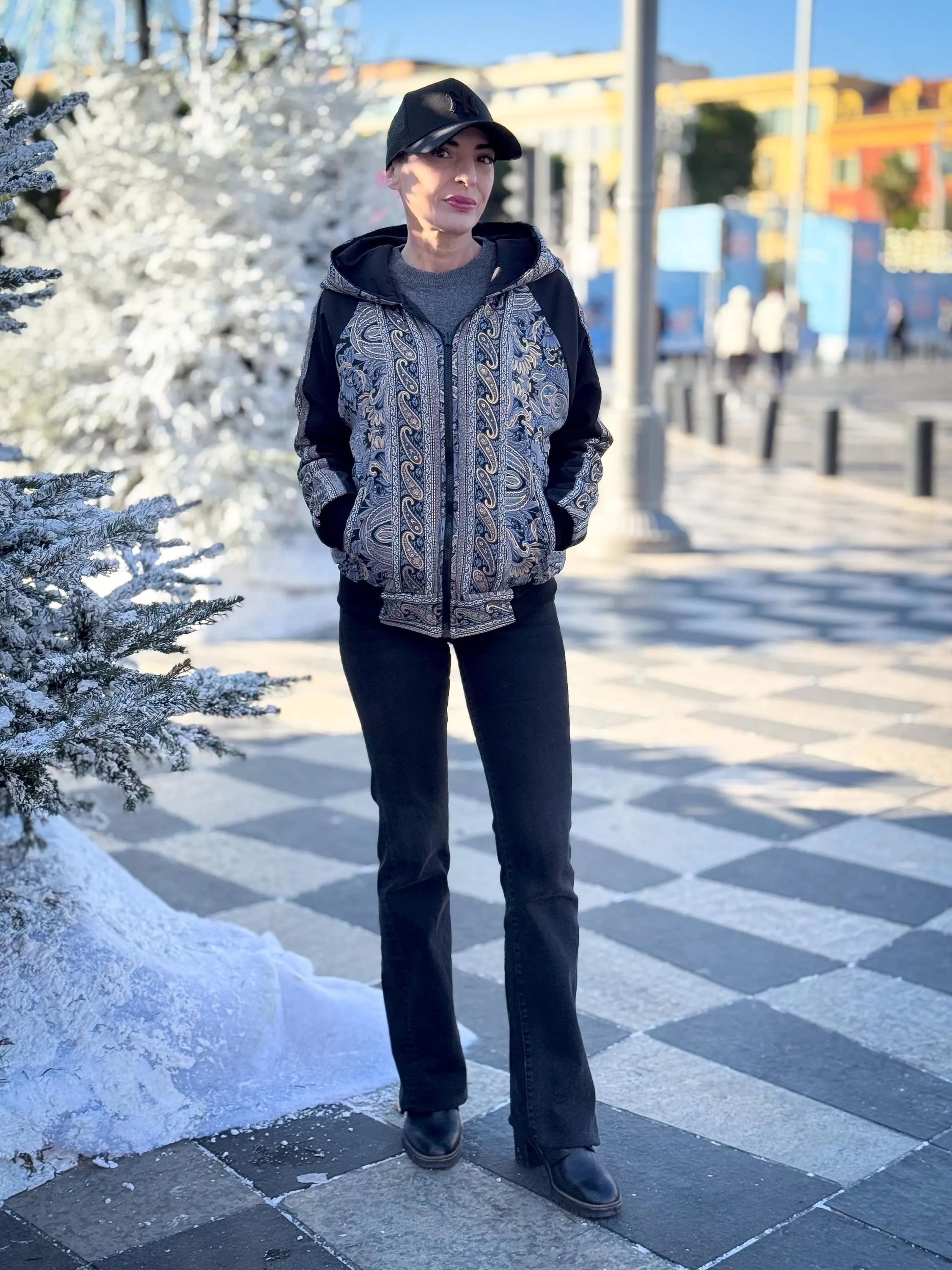 Vintage Reversible Winter Jacket - Reversible Hooded Jacket - Vintage Bomber - Reversible Bomber - Gift for Her