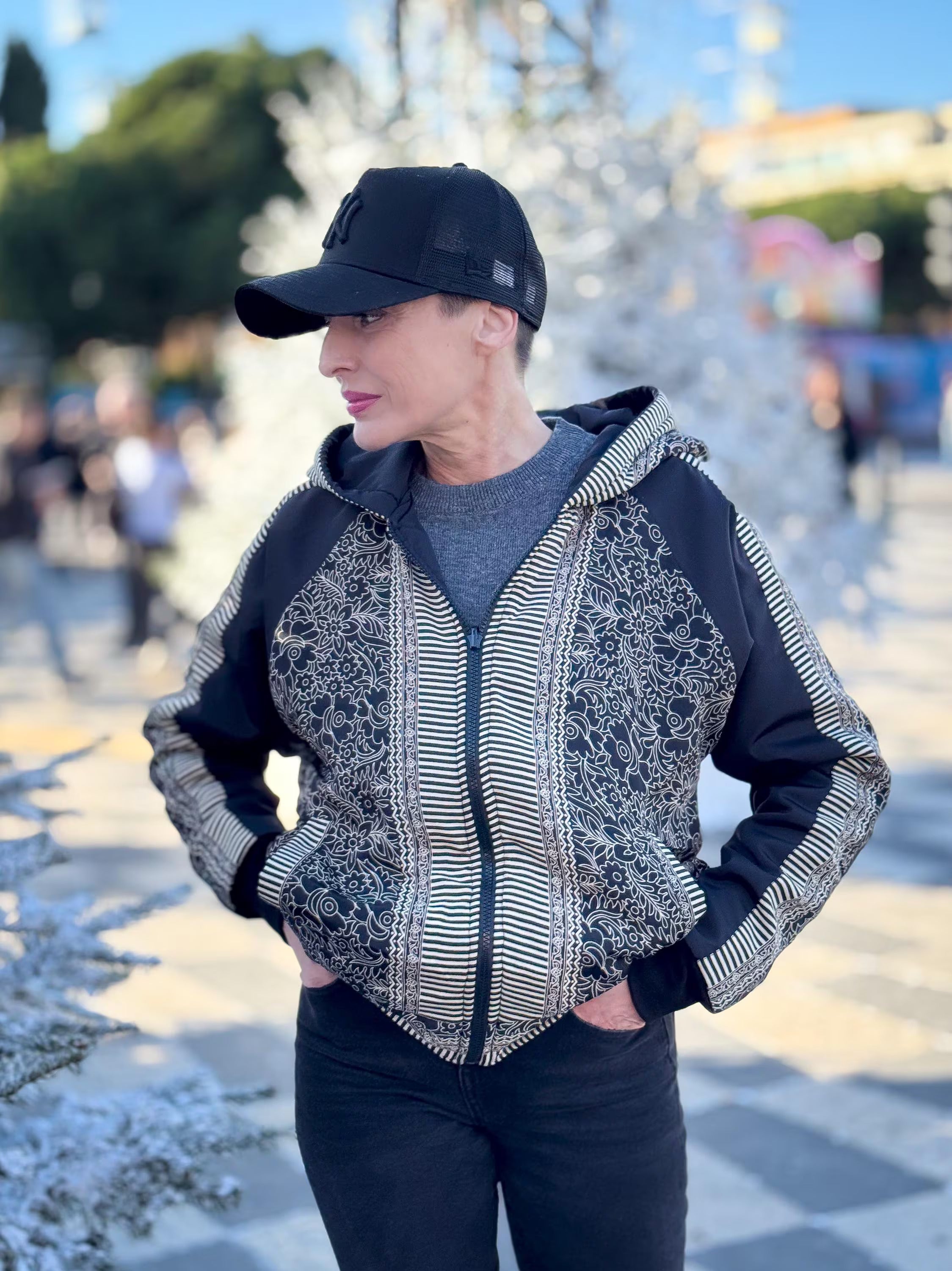 Vintage Reversible Winter Jacket - Reversible Hooded Jacket - Vintage Bomber - Reversible Bomber - Gift for Her