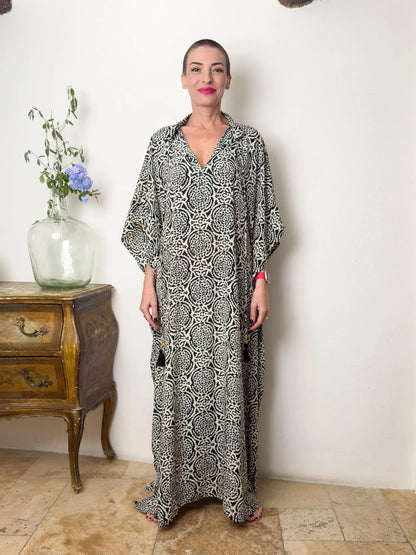 Modern Oversize Silk Kaftan Maxi Dress, Silk Dress, Loose Dress, Home Dress, Plus Size Dress, Christmas Gift