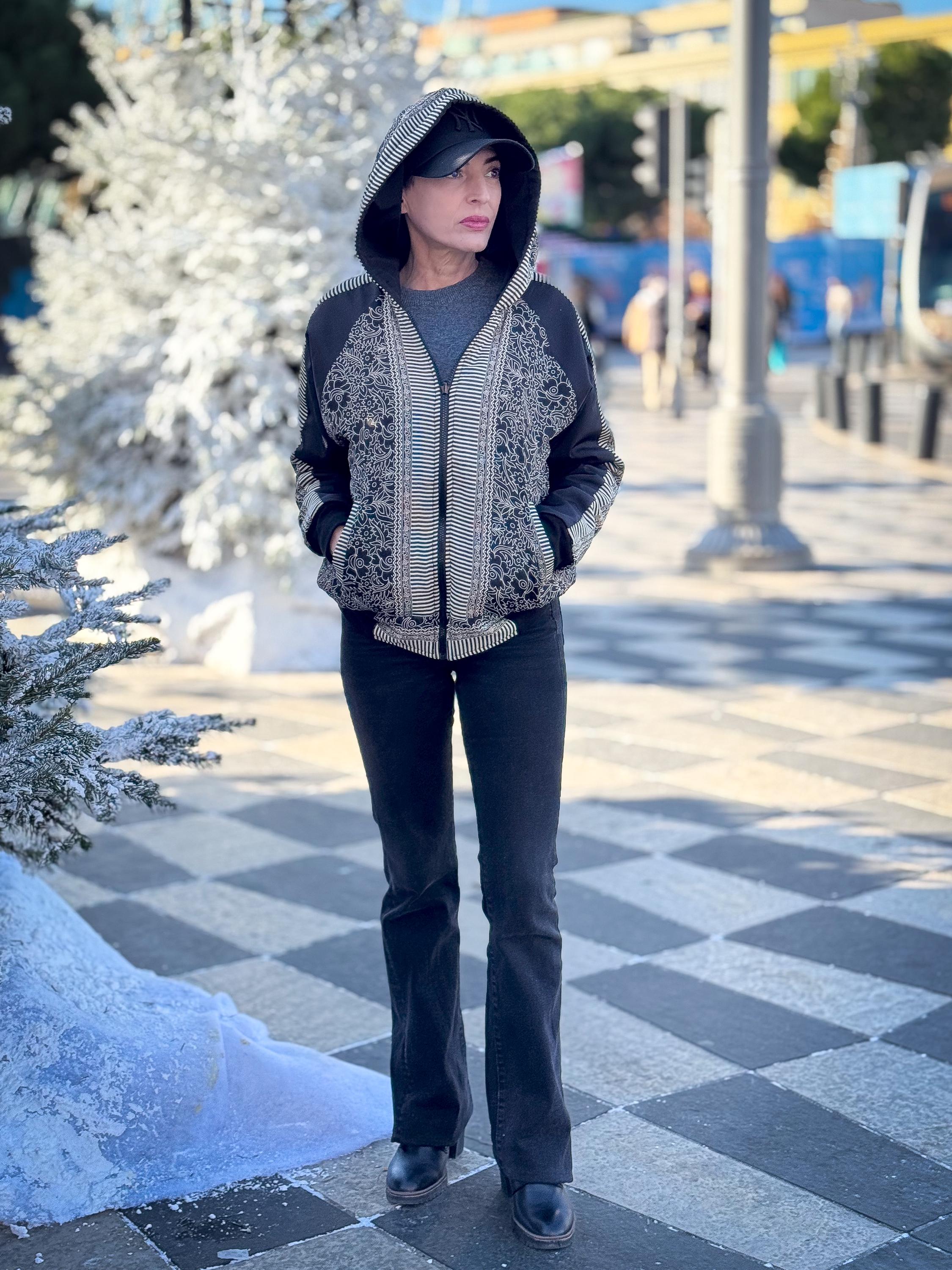 Vintage Reversible Winter Jacket - Reversible Hooded Jacket - Vintage Bomber - Reversible Bomber - Gift for Her