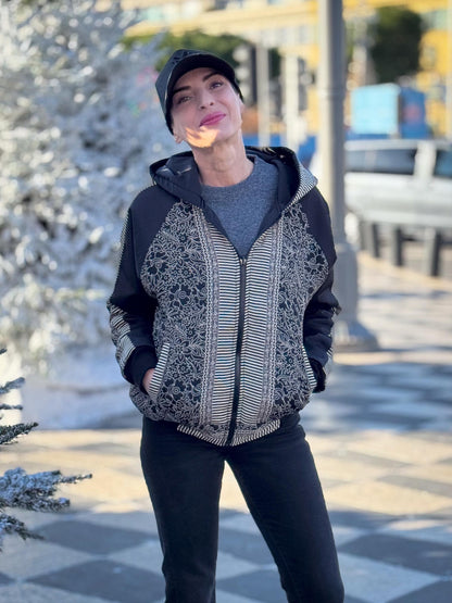 Vintage Reversible Winter Jacket - Reversible Hooded Jacket - Vintage Bomber - Reversible Bomber - Gift for Her