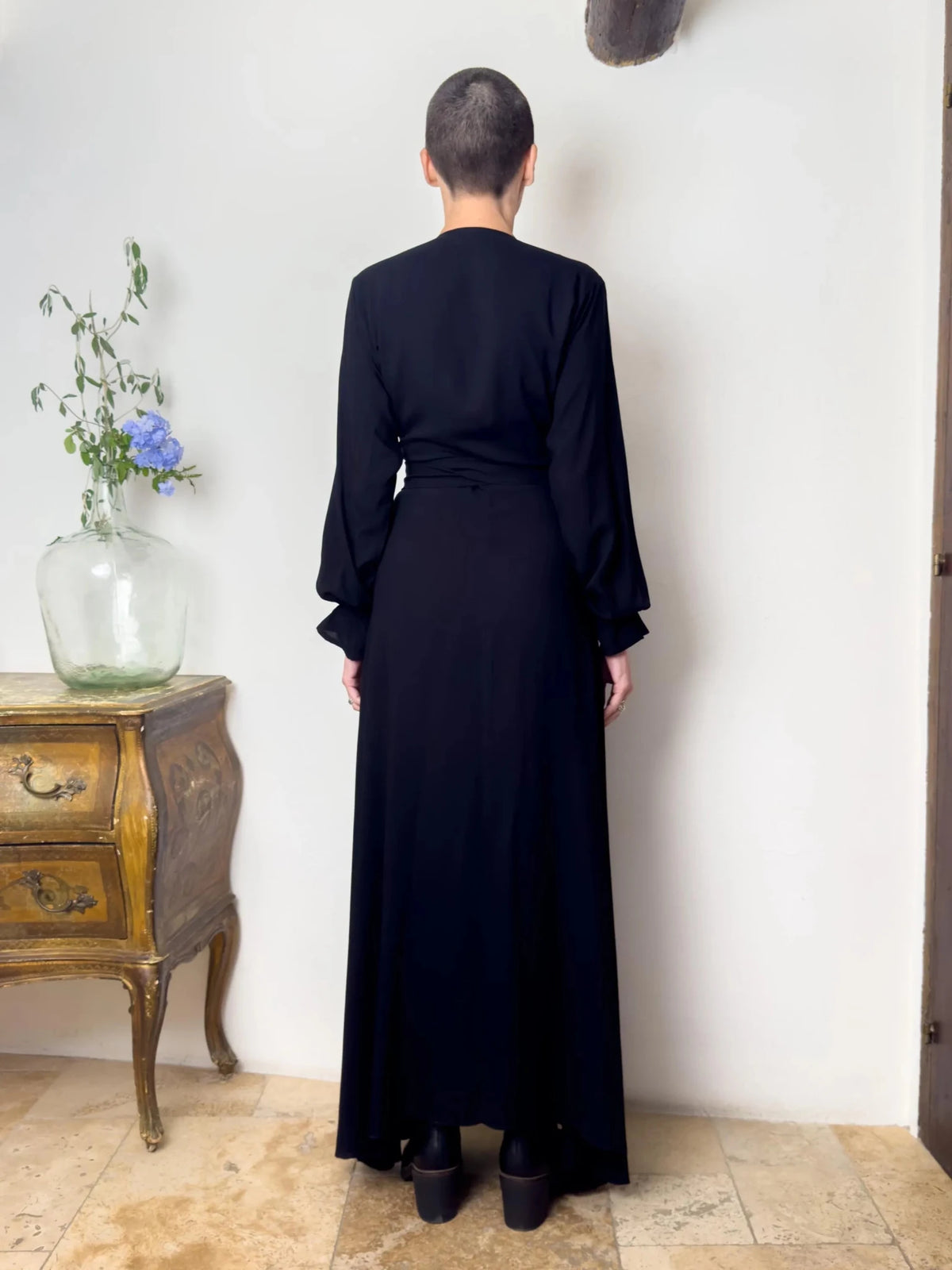 Long Wrap Dress - Boho Chic Dress - Wrap-Style Dress - Slit Dress - All-Season Dress - Gift for Her