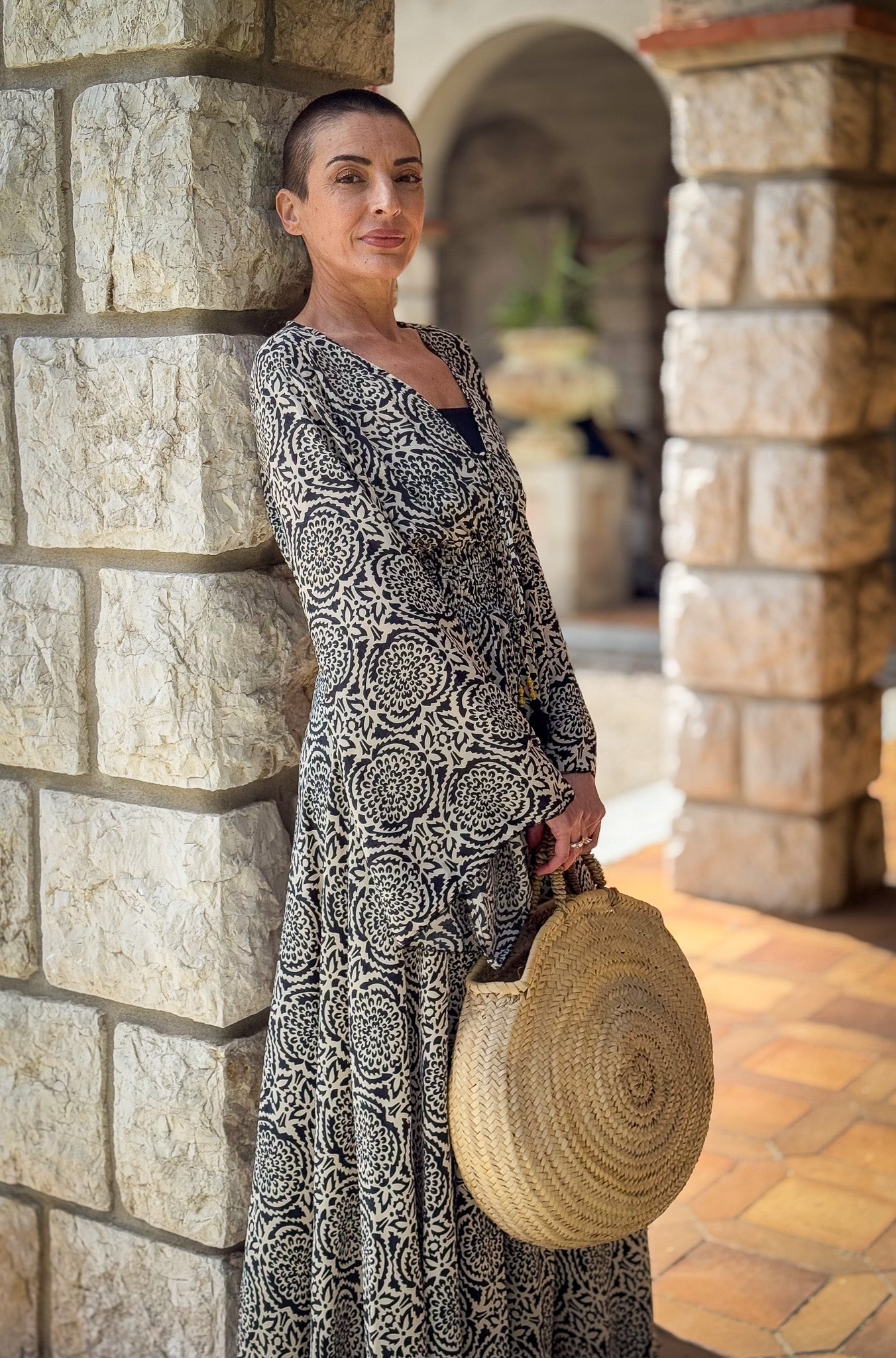 Long boho silk dress, vintage silk dress, plunging neckline dress, shirring dress, bohemian gypsy dress, summer dress
