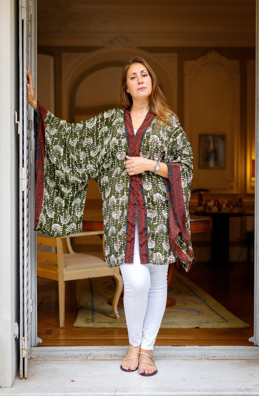 Silk short kimono, sil kimono with belt, vintage kimono, boho kimono, dressing gown