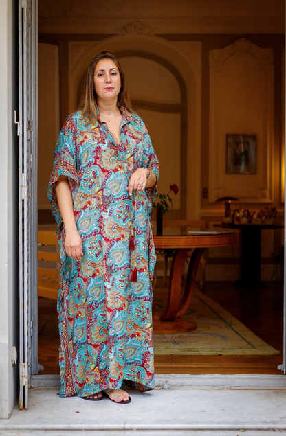 Modern Oversize Silk Kaftan Maxi Dress, Silk Dress, Loose Dress, Home Dress, Plus Size Dress