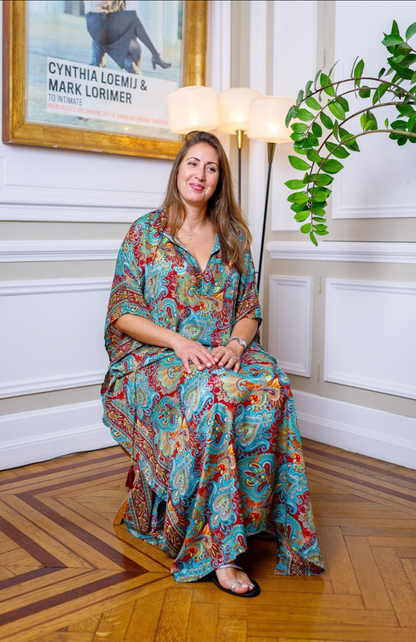 Modern Oversize Silk Kaftan Maxi Dress, Silk Dress, Loose Dress, Home Dress, Plus Size Dress
