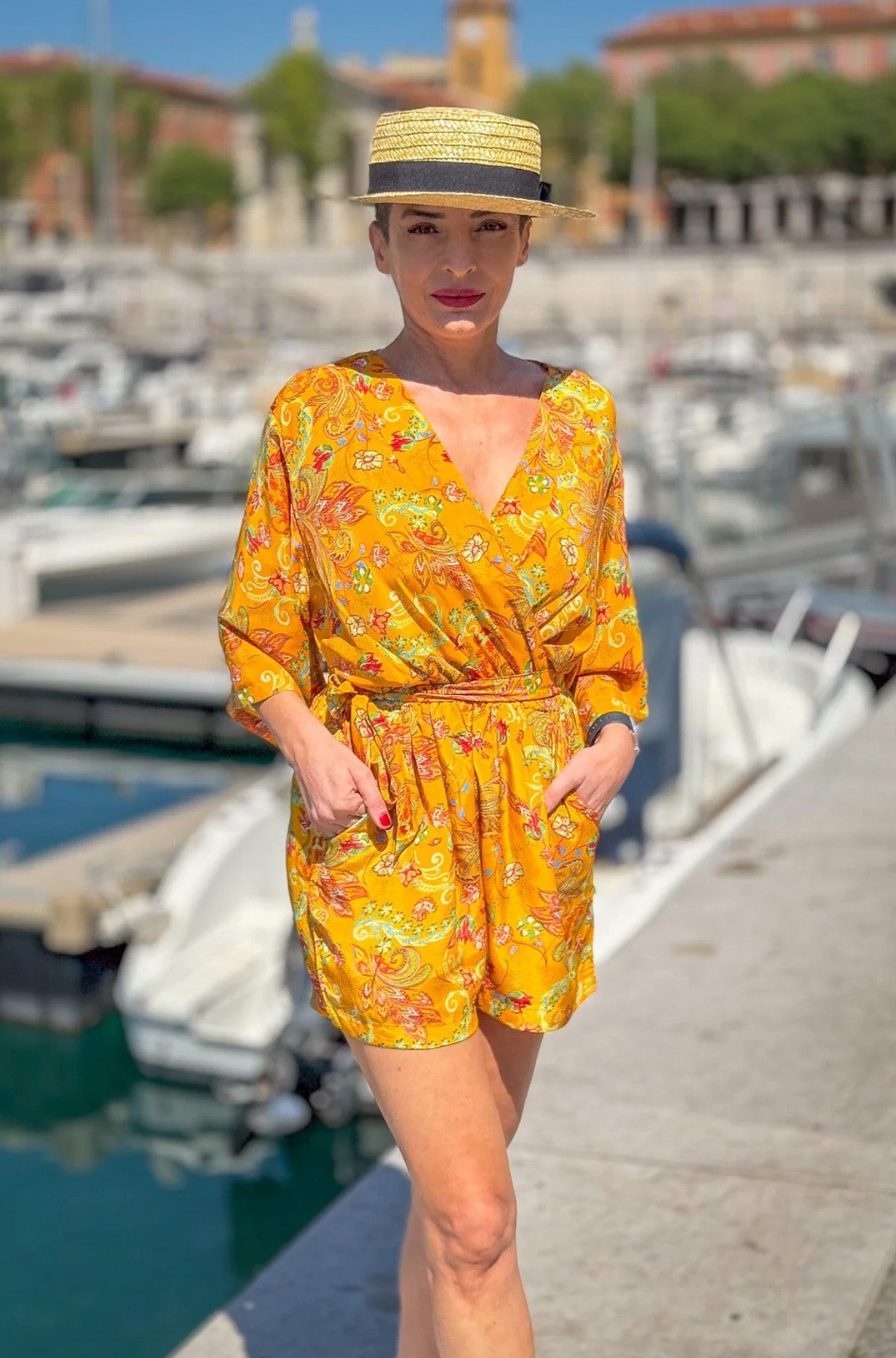 Silk kimono jumpsuit / jumpsuit with belt / summer silk jumpsuit / V-neck jumpsuit