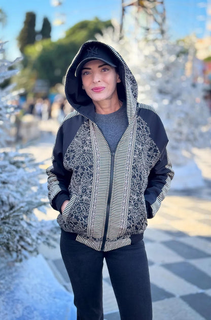 Vintage Reversible Winter Jacket - Reversible Hooded Jacket - Vintage Bomber - Reversible Bomber - Gift for Her