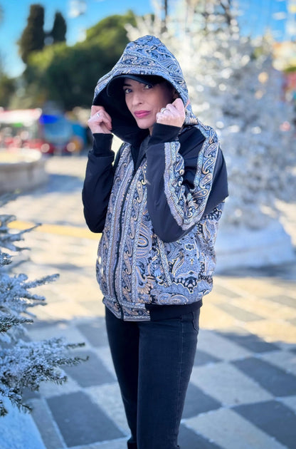 Vintage Reversible Winter Jacket - Reversible Hooded Jacket - Vintage Bomber - Reversible Bomber - Gift for Her