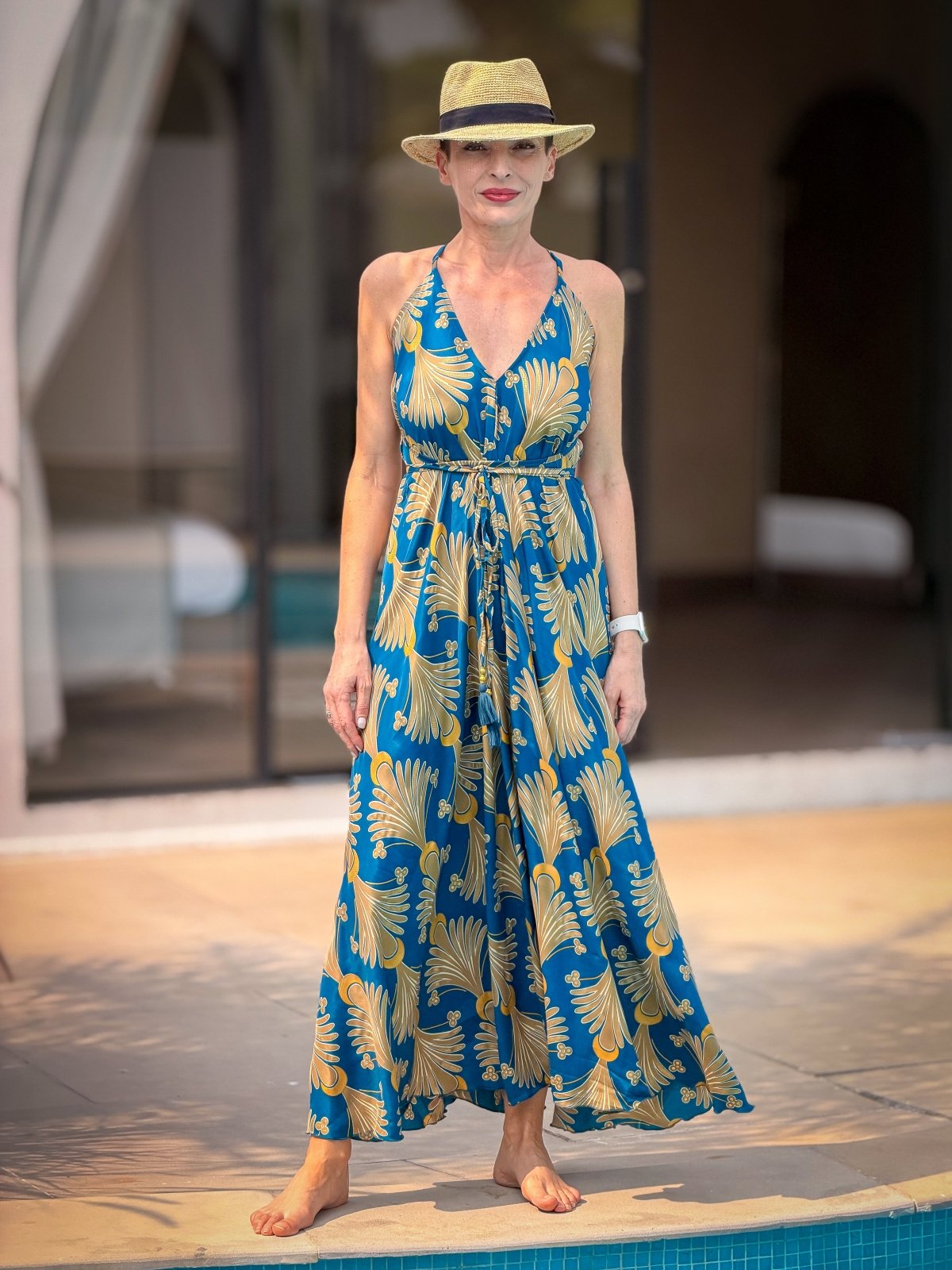 Silk backless dress – Boho summer style – Cross back straps