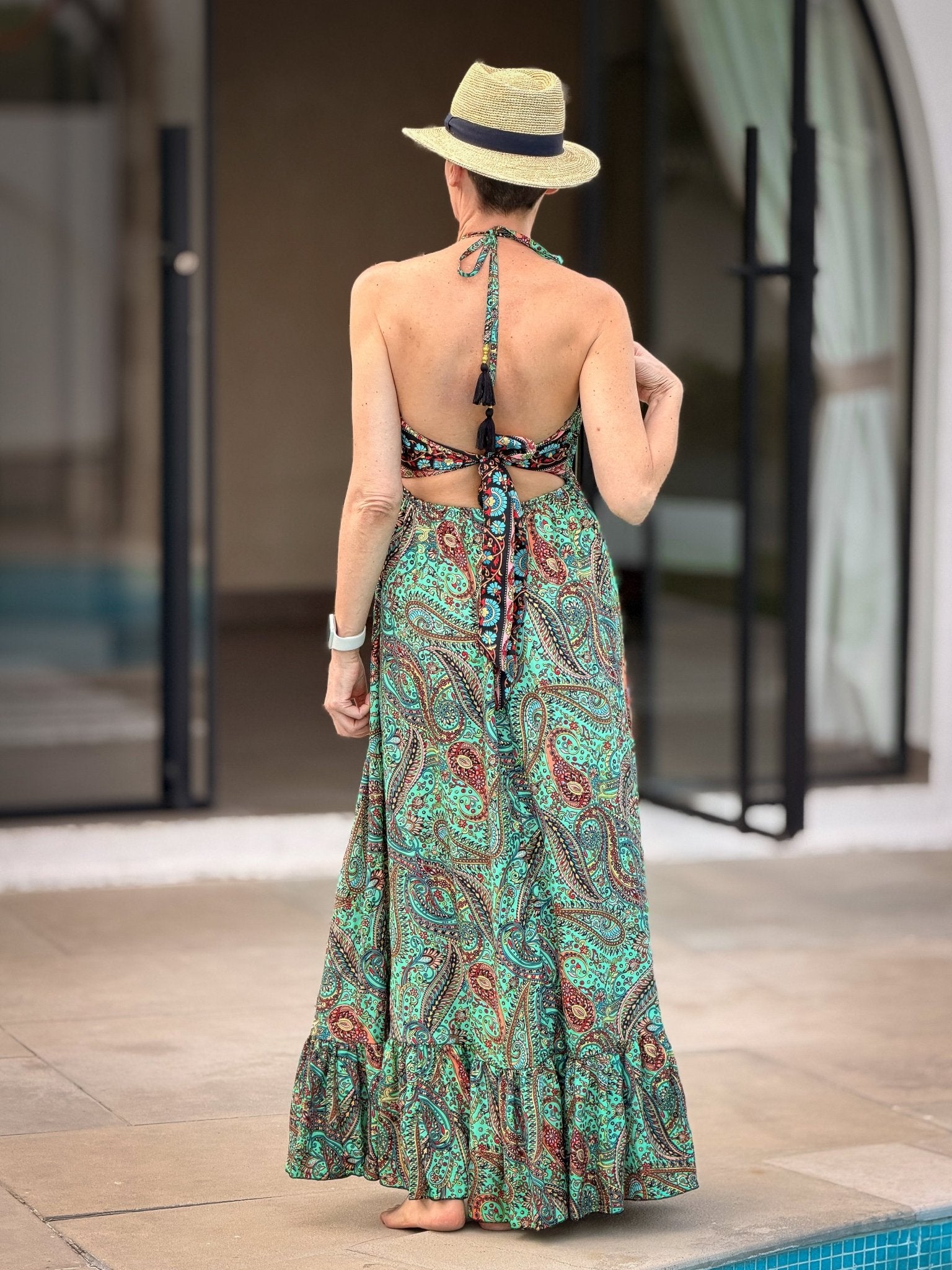 Backless Boho Maxi Dress in Silk – Gypsy Maxi Dress