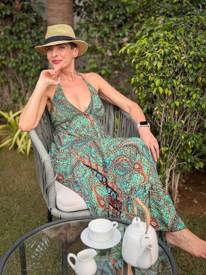 Robe Longue Bohème Dos Nu en soie – Robe Maxi Gypsy