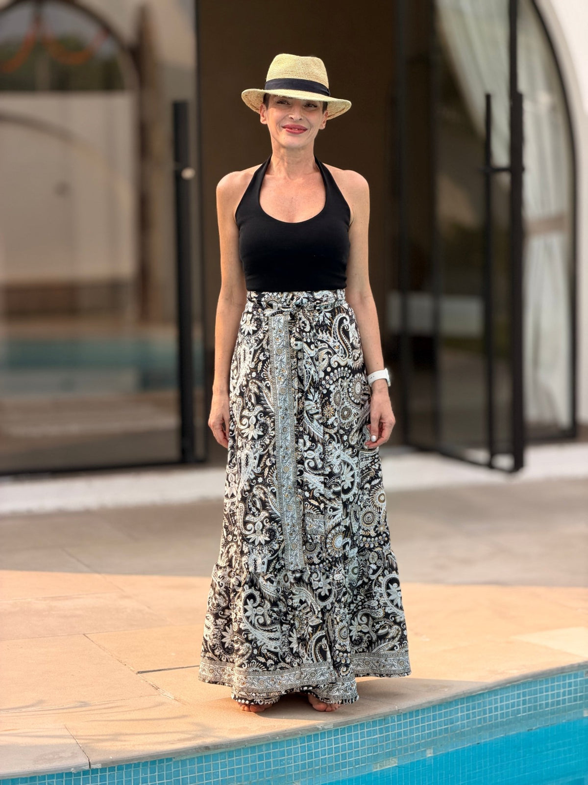 Boho Gypsy Wrap Maxi Skirt with Ruffles – Silk & Viscose
