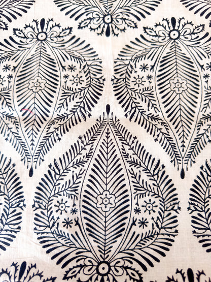 Women’s Cotton Block Print Blouse – 3/4 Sleeves, Coconut Buttons, Relaxed Fit