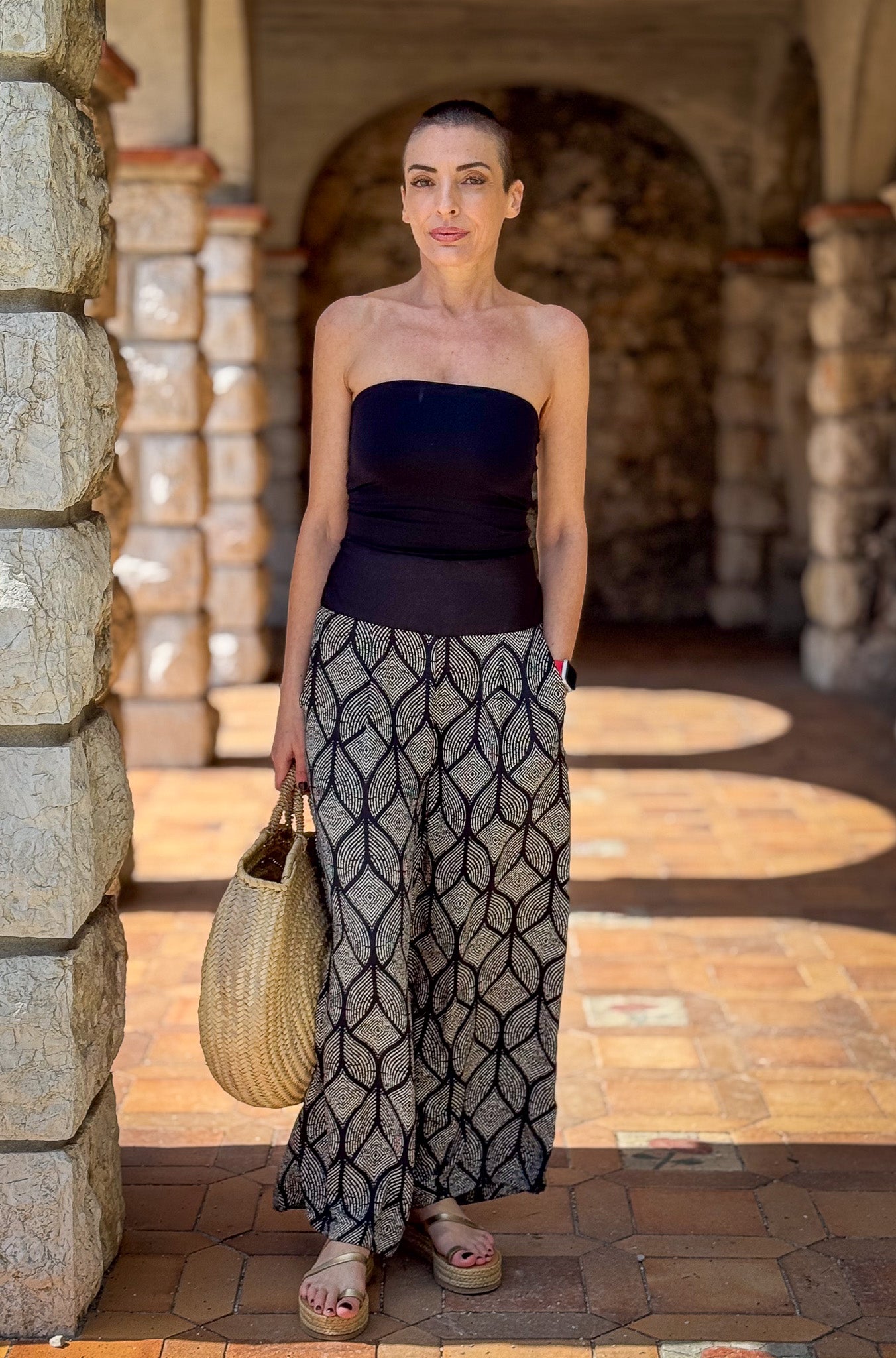 Ensemble kimono et pantalon palazzo en soie - Kimono style seventies - ensemble casual chic en soie - pantalon large en soie
