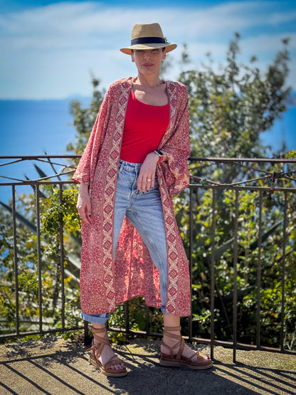 Woman silk kimono, Vintage kimono, Boho kimono, Silk dressing gown, Christmas gift, Gifts for her