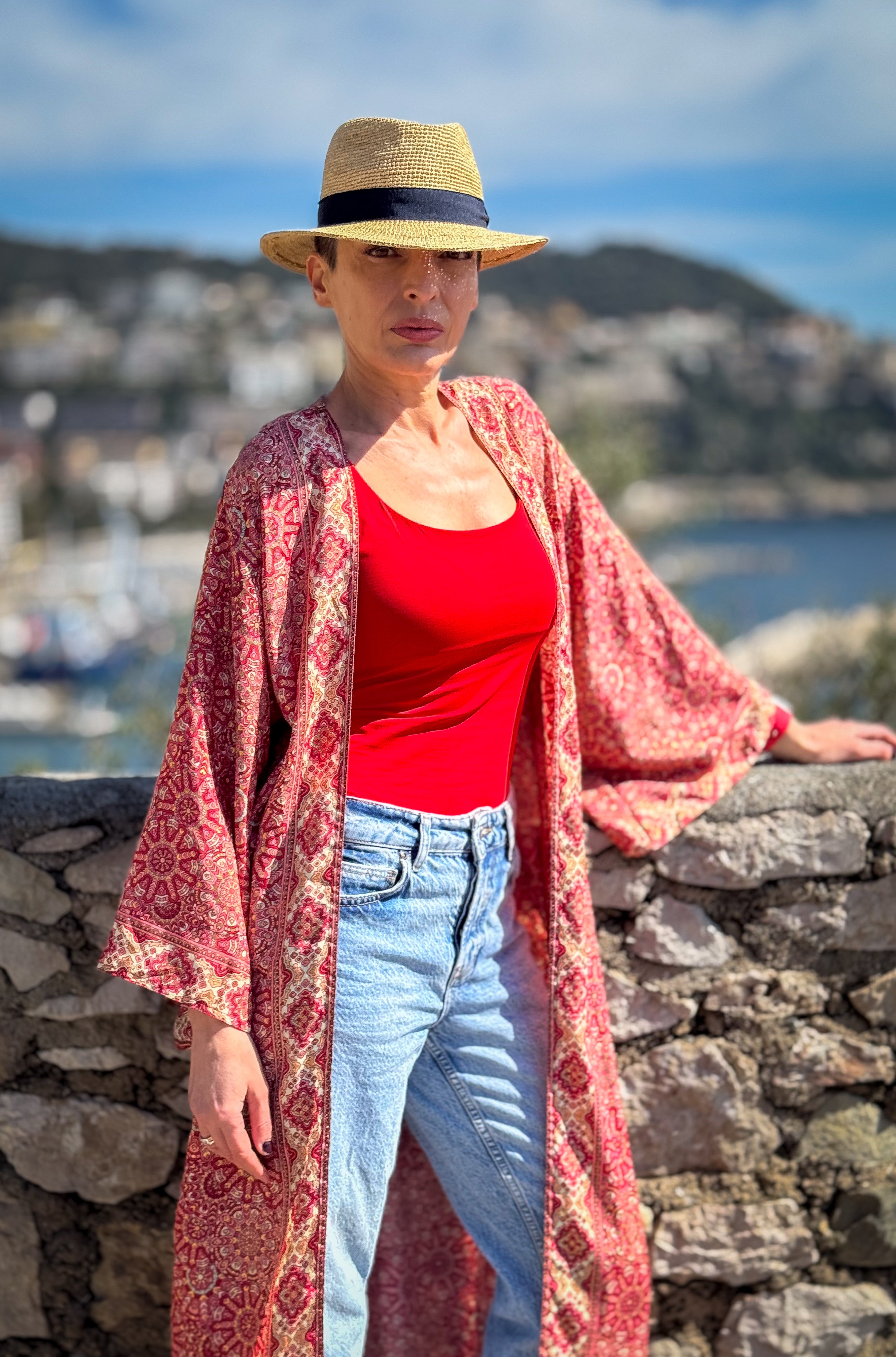 Woman silk kimono, Vintage kimono, Boho kimono, Silk dressing gown, Christmas gift, Gifts for her