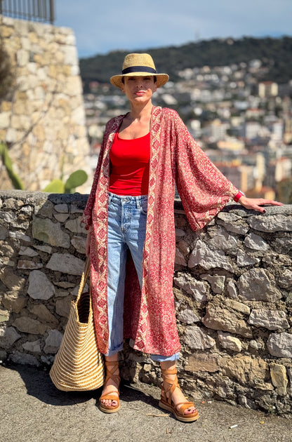 Woman silk kimono, Vintage kimono, Boho kimono, Silk dressing gown, Christmas gift, Gifts for her