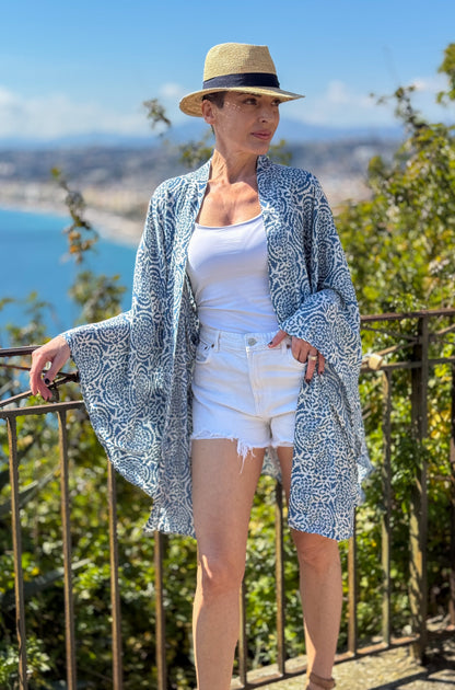 Silk short kimono, sil kimono with belt, vintage kimono, boho kimono, dressing gown, Christmas gift, gift for her