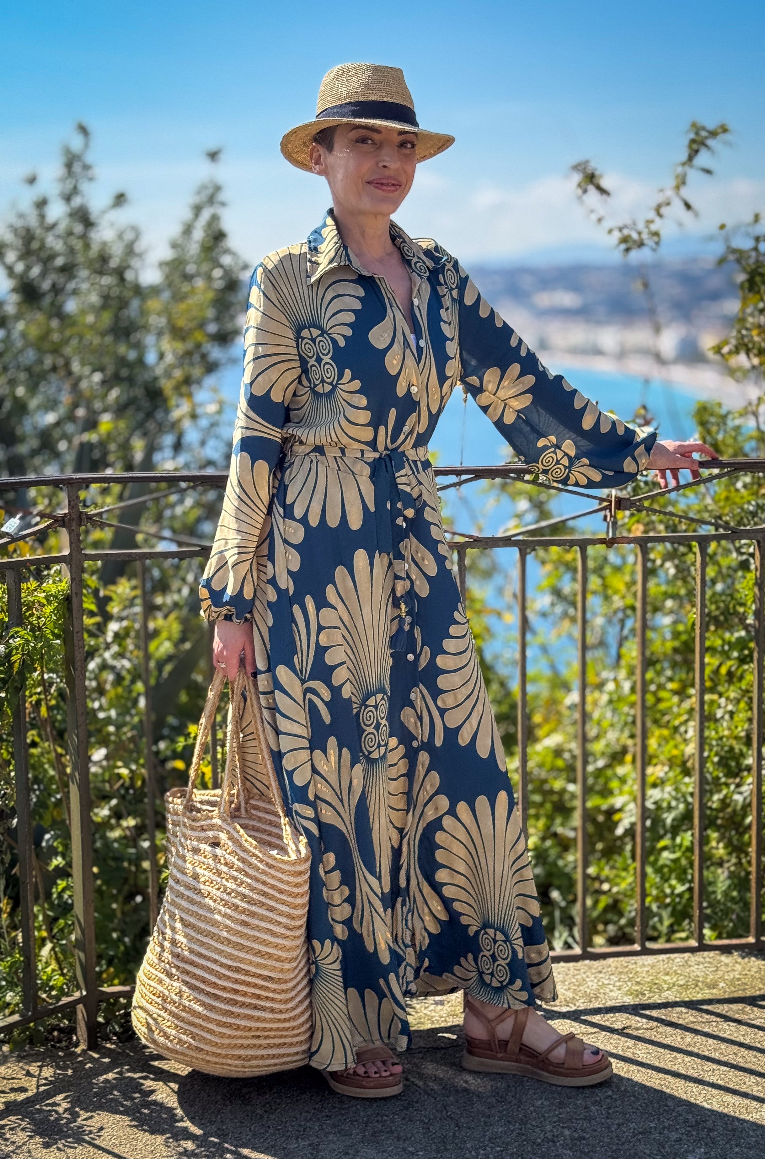Vintage Long Silk Dress with Belt – Flowy Shirt Dress – Boho Summer Dress – Retro Button-Down Dress – Casual Silk Dress