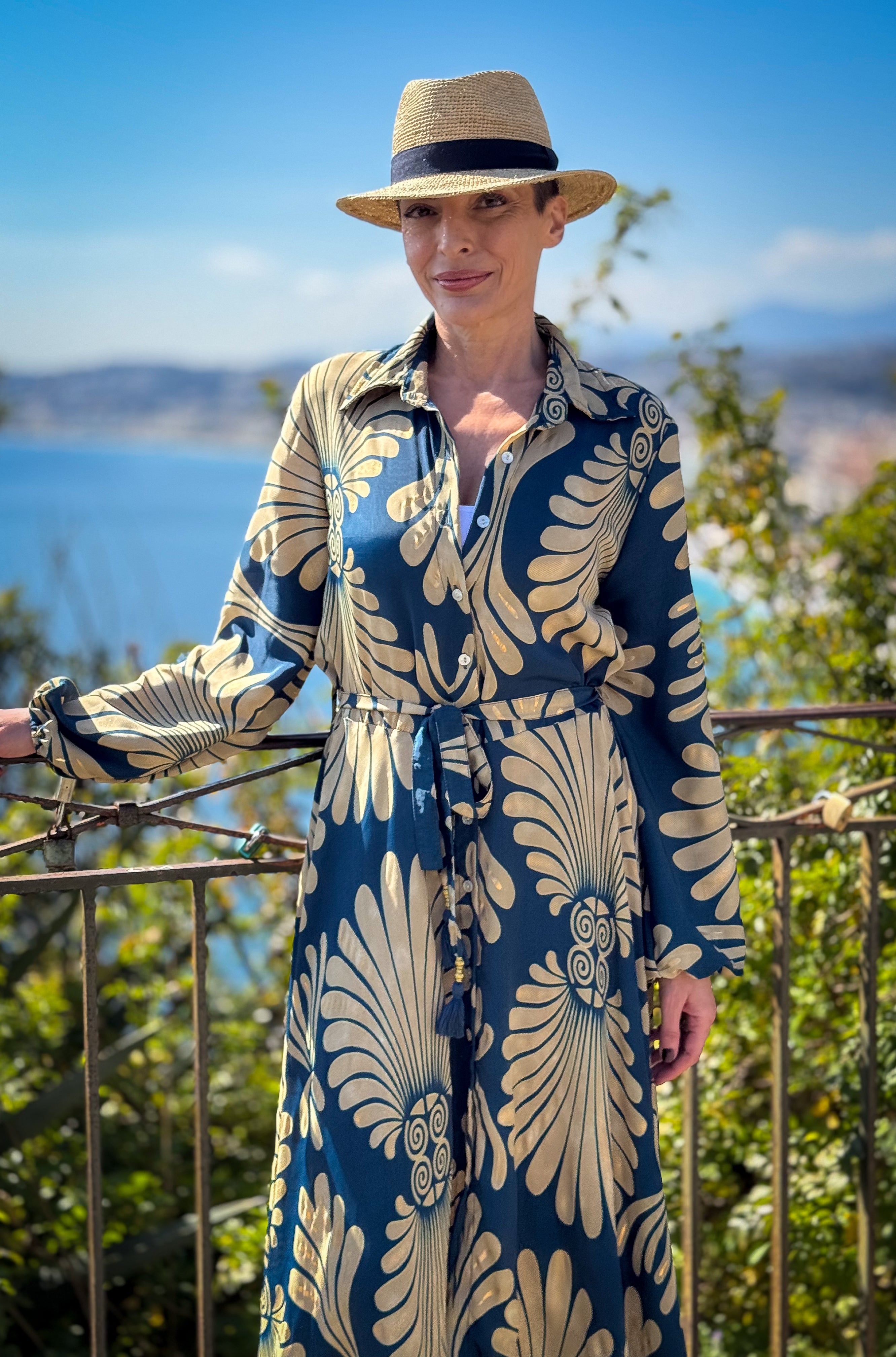 Vintage Long Silk Dress with Belt – Flowy Shirt Dress – Boho Summer Dress – Retro Button-Down Dress – Casual Silk Dress