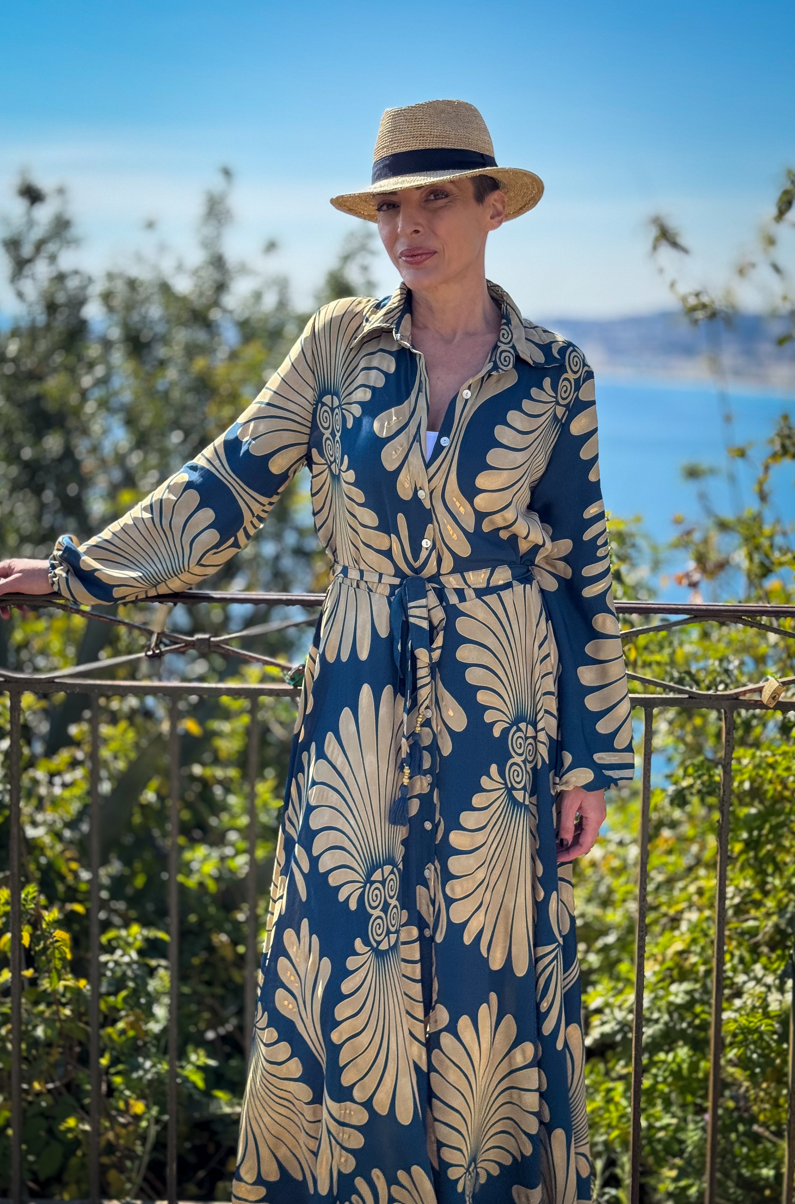 Vintage Long Silk Dress with Belt – Flowy Shirt Dress – Boho Summer Dress – Retro Button-Down Dress – Casual Silk Dress