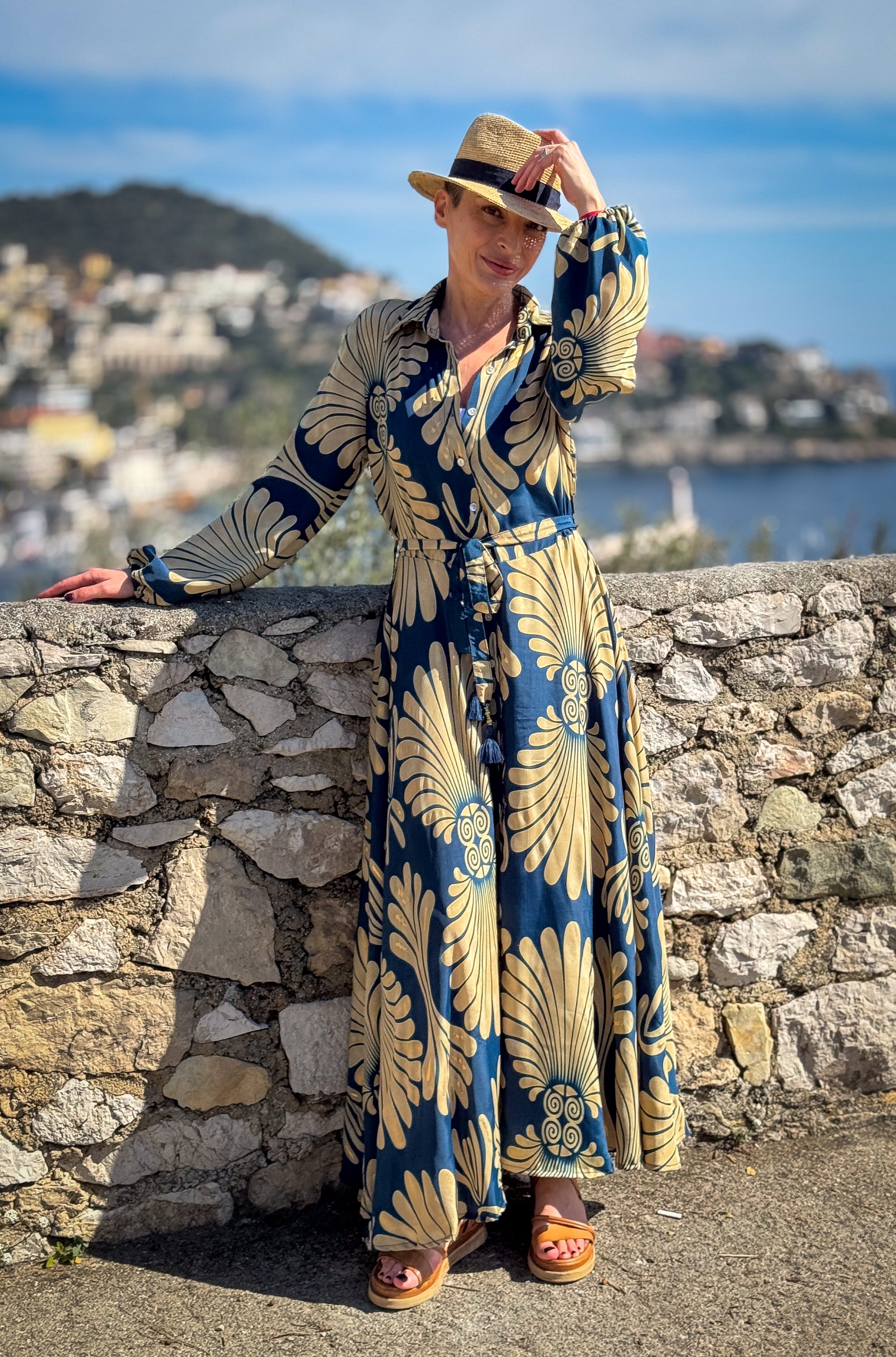 Vintage Long Silk Dress with Belt – Flowy Shirt Dress – Boho Summer Dress – Retro Button-Down Dress – Casual Silk Dress