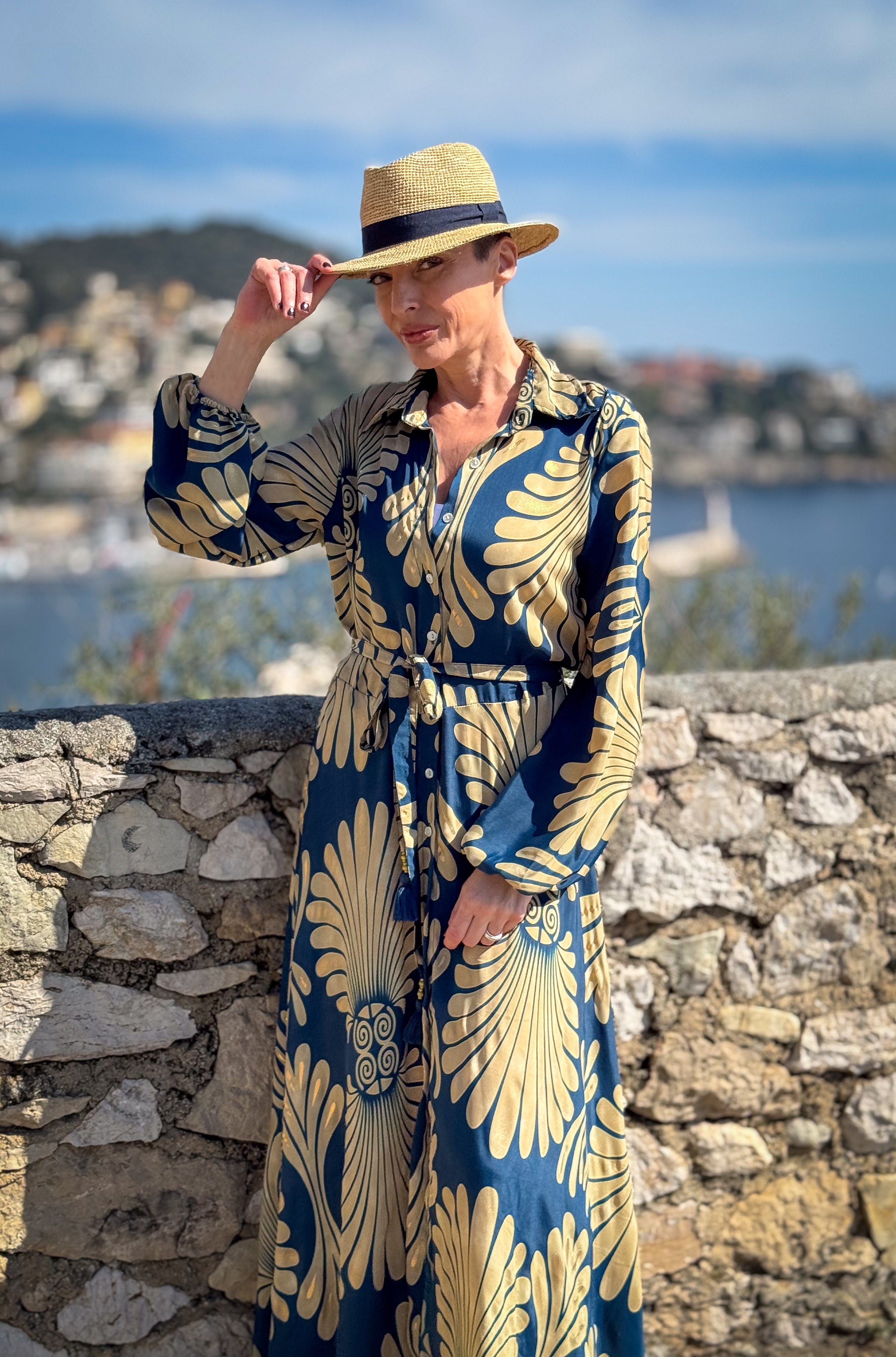 Vintage Long Silk Dress with Belt – Flowy Shirt Dress – Boho Summer Dress – Retro Button-Down Dress – Casual Silk Dress