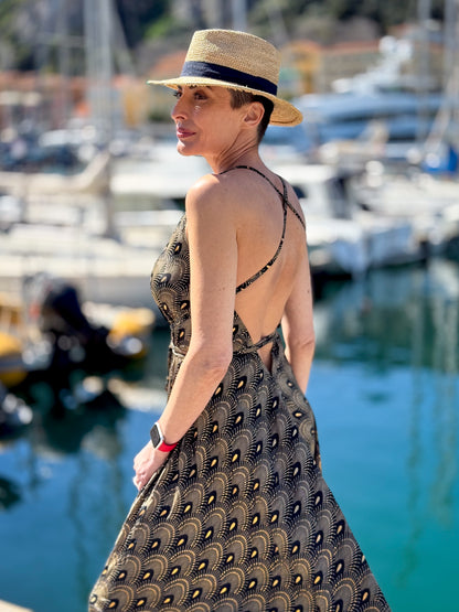 Silk backless dress / summer dress / one size / boho dress / light dress / vintage dress