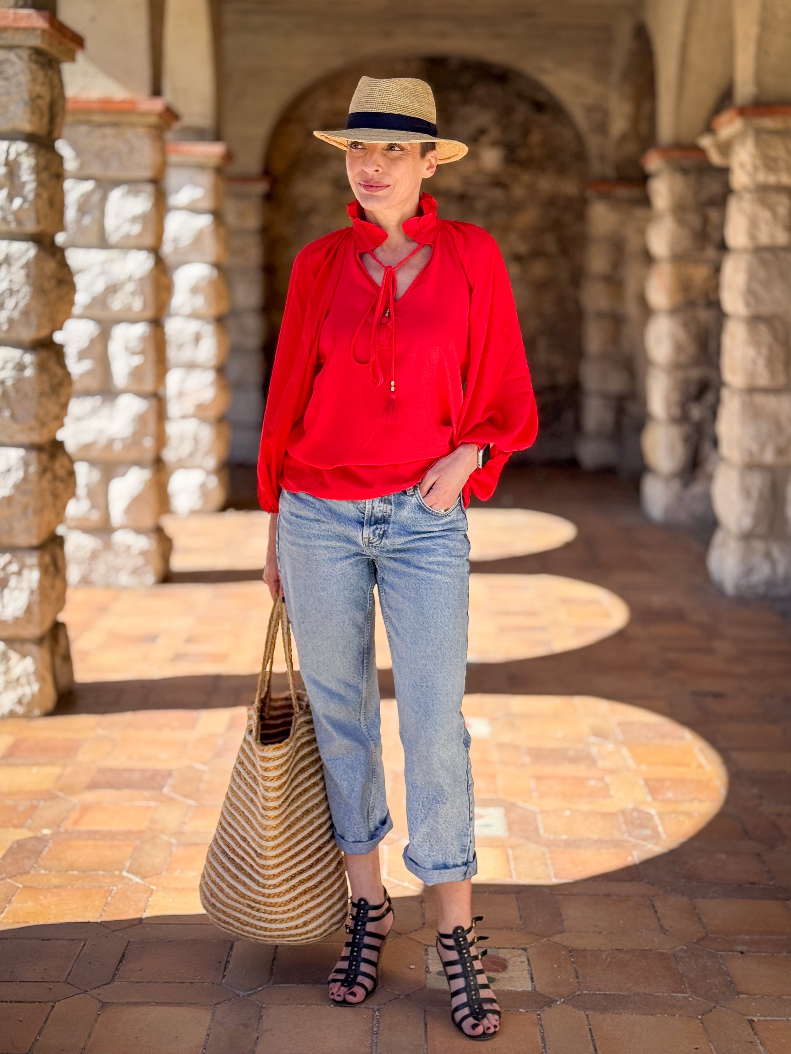 Victorian Style Blouse – Ruffled High Neck – Mid-Length Puff Sleeves – Vintage Boho Blouse – Long Sleeve Shirt