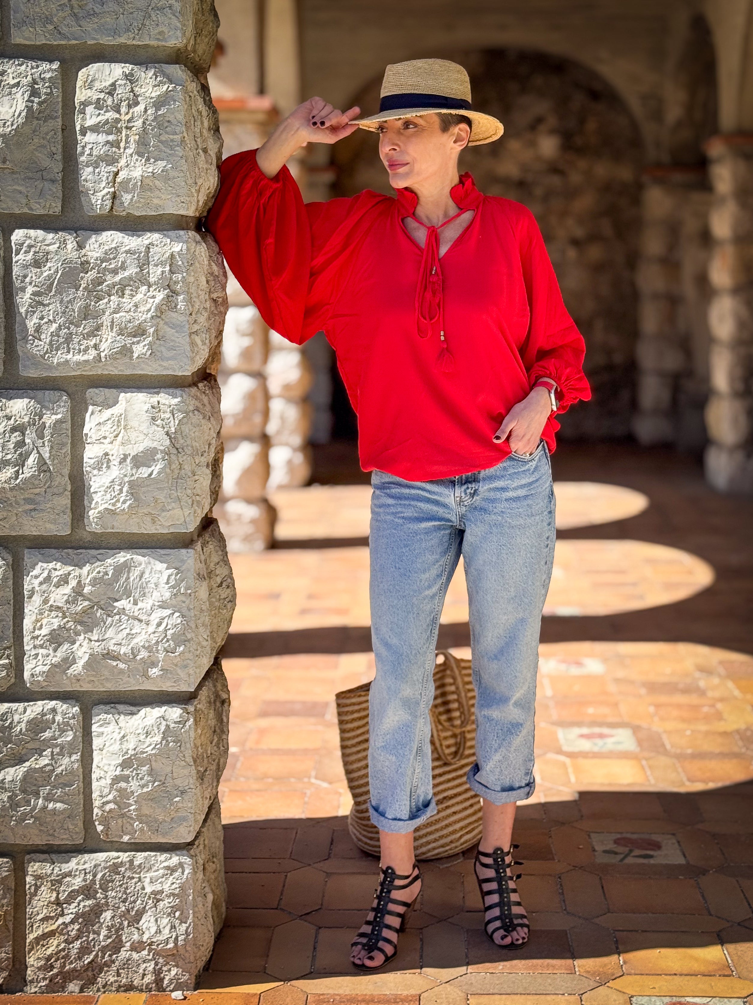 Victorian Style Blouse – Ruffled High Neck – Mid-Length Puff Sleeves – Vintage Boho Blouse – Long Sleeve Shirt