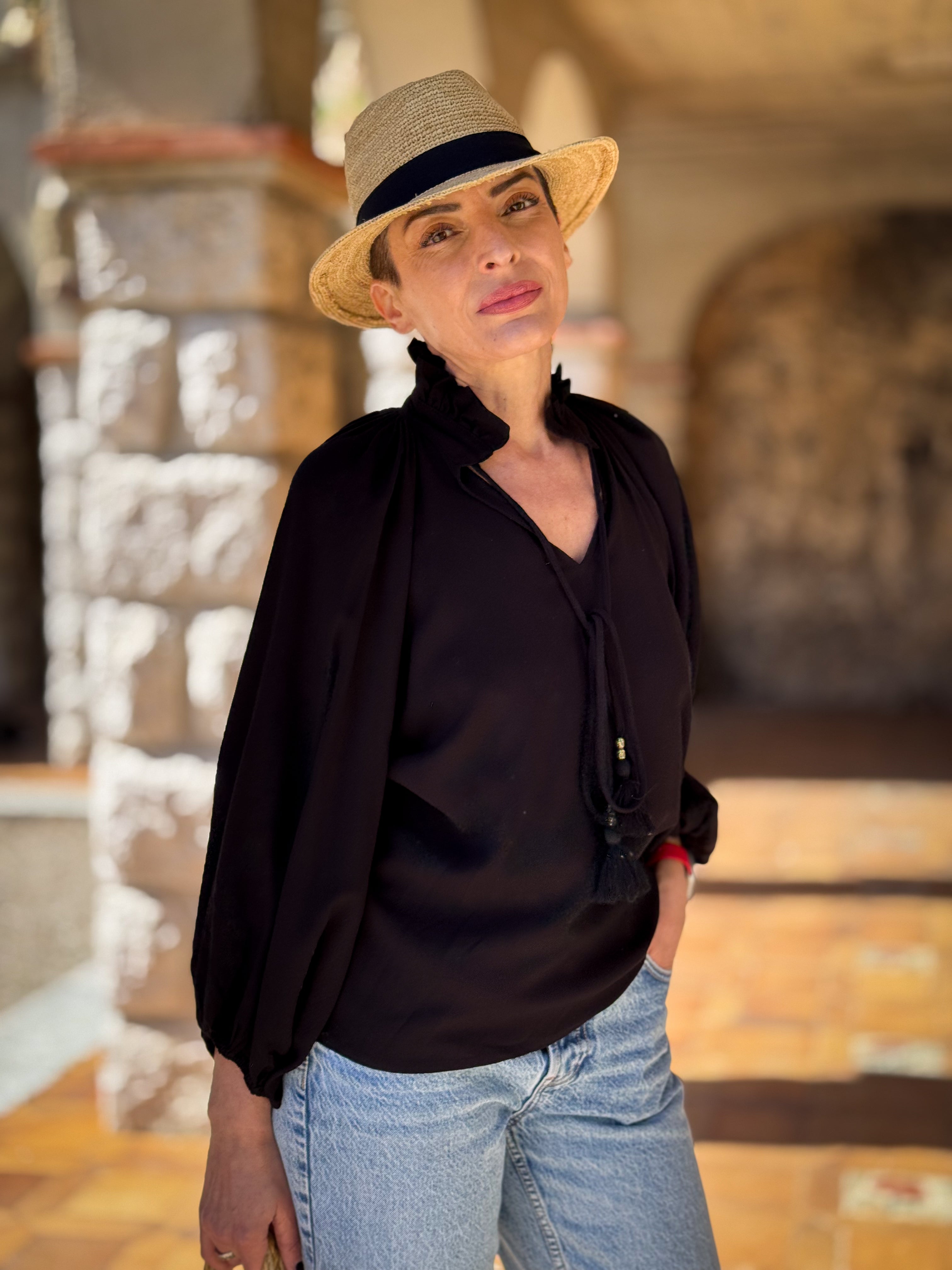 Victorian Style Blouse – Ruffled High Neck – Mid-Length Puff Sleeves – Vintage Boho Blouse – Long Sleeve Shirt