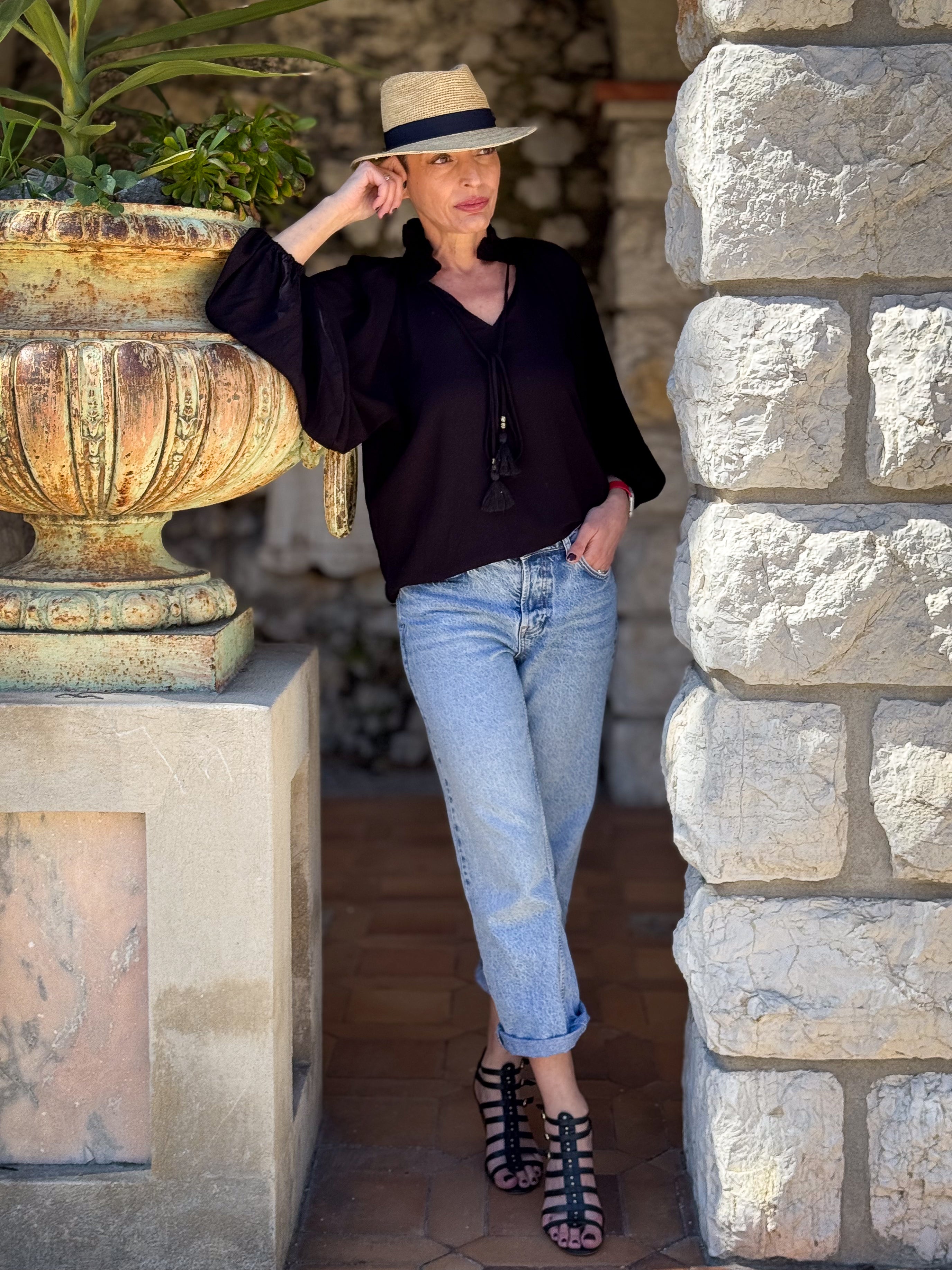 Victorian Style Blouse – Ruffled High Neck – Mid-Length Puff Sleeves – Vintage Boho Blouse – Long Sleeve Shirt