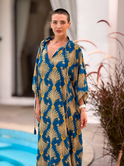 Maxi Kaftan en soie oversize – robe ample longue - robe d’intérieur grande taille fluide