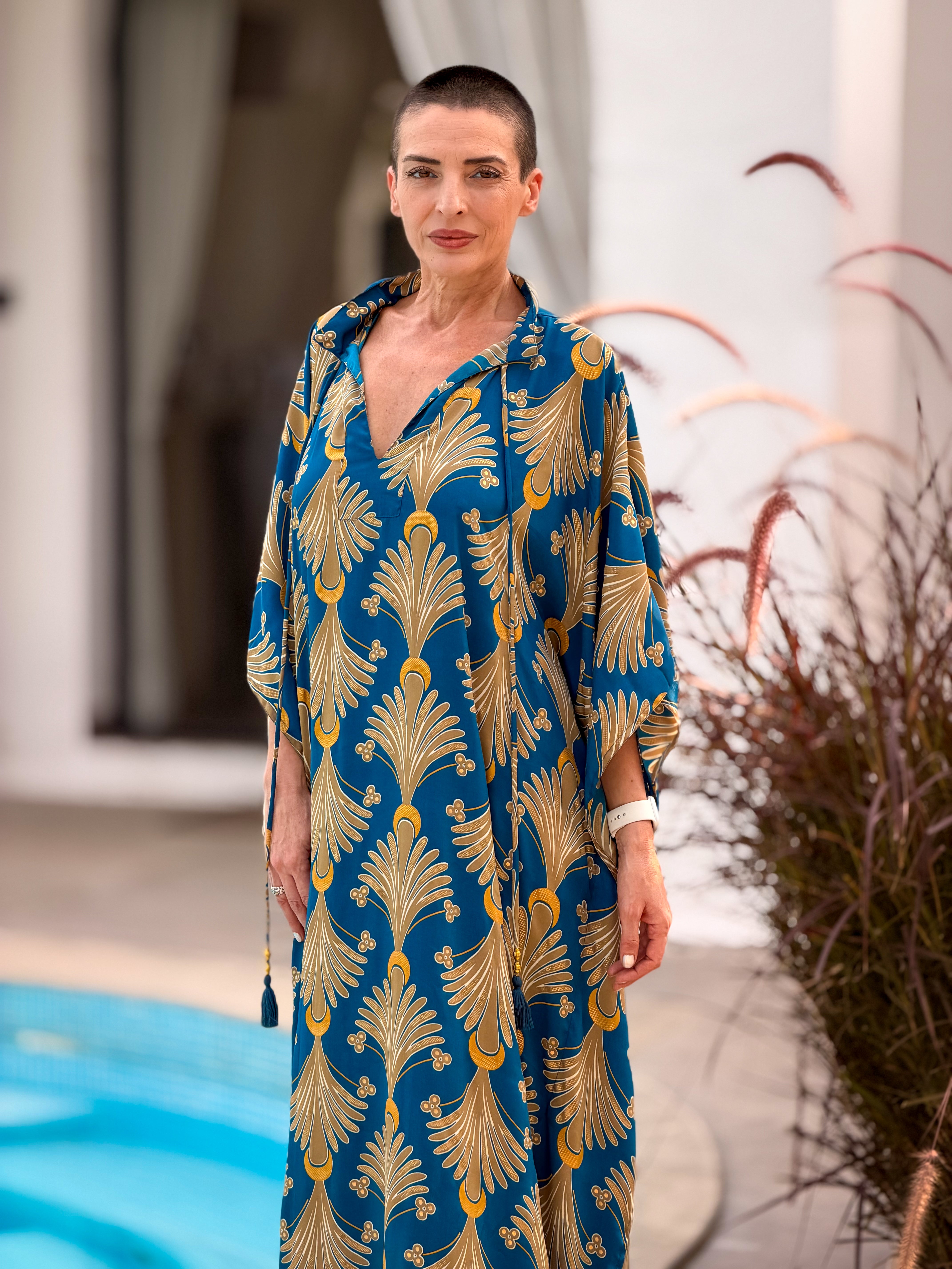 Maxi Kaftan en soie oversize – robe ample longue - robe d’intérieur grande taille fluide