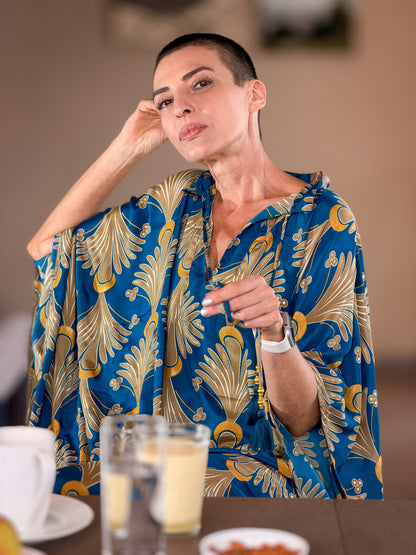 Maxi Kaftan en soie oversize – robe ample longue - robe d’intérieur grande taille fluide