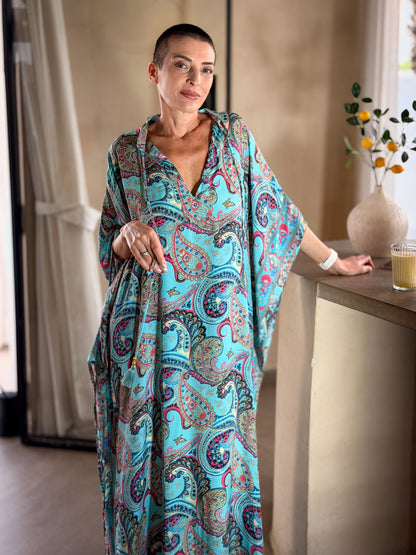 Maxi Kaftan en soie oversize – robe ample longue - robe d’intérieur grande taille fluide