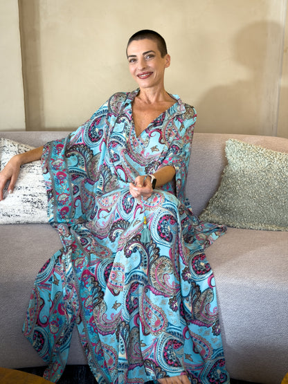 Maxi Kaftan en soie oversize – robe ample longue - robe d’intérieur grande taille fluide