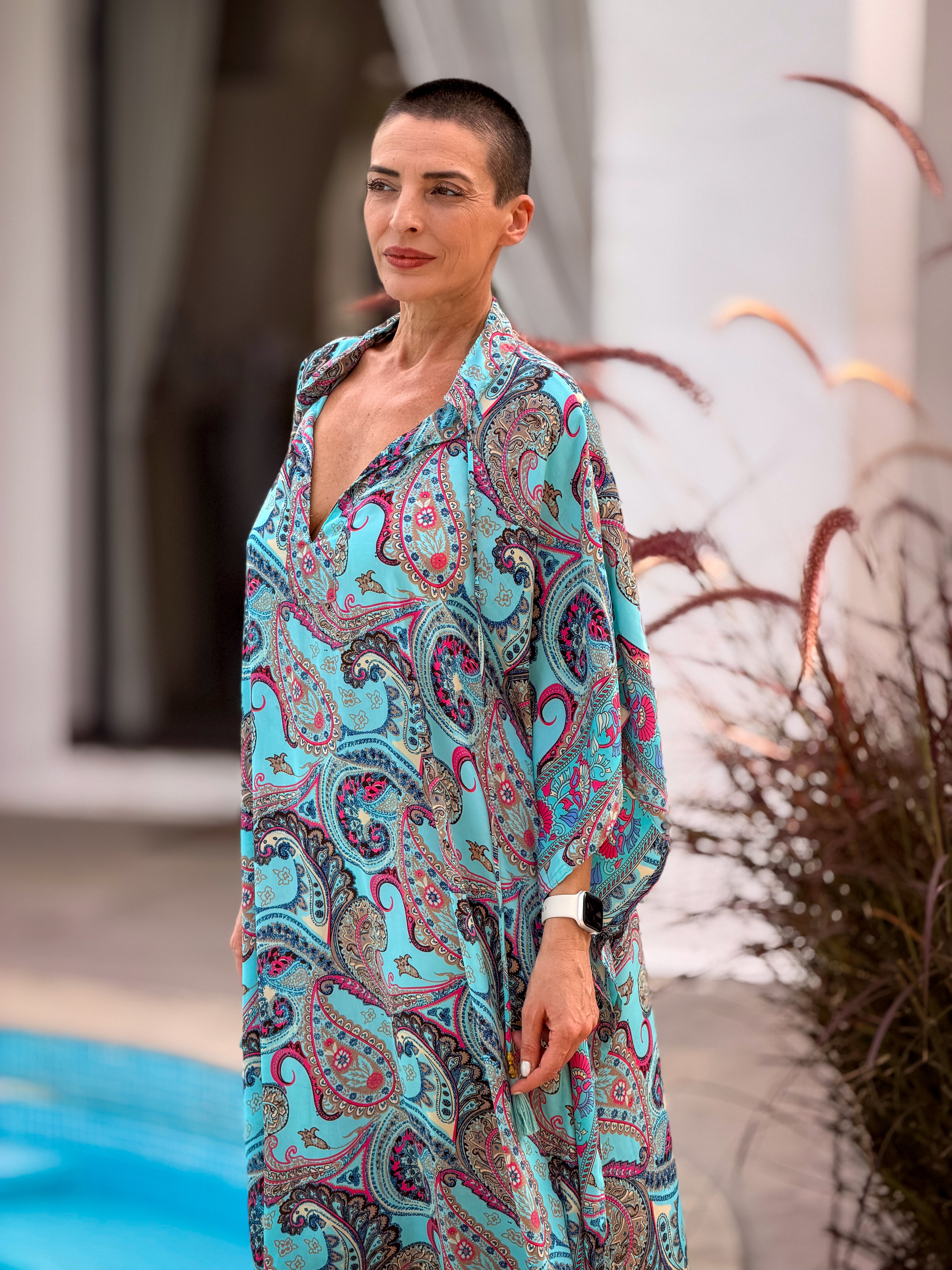 Maxi Kaftan en soie oversize – robe ample longue - robe d’intérieur grande taille fluide