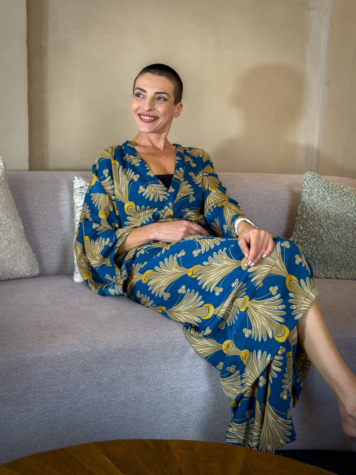 Vintage Silk Long Kimono – belted loungewear robe – Vintage Silk Dressing Gown