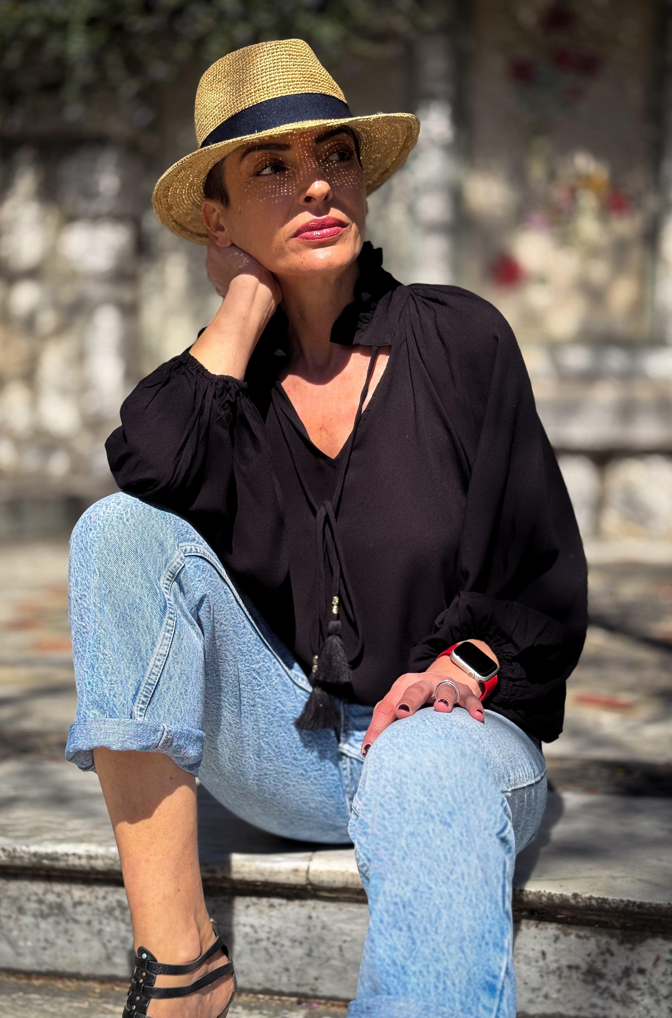Victorian Style Blouse – Ruffled High Neck – Mid-Length Puff Sleeves – Vintage Boho Blouse – Long Sleeve Shirt