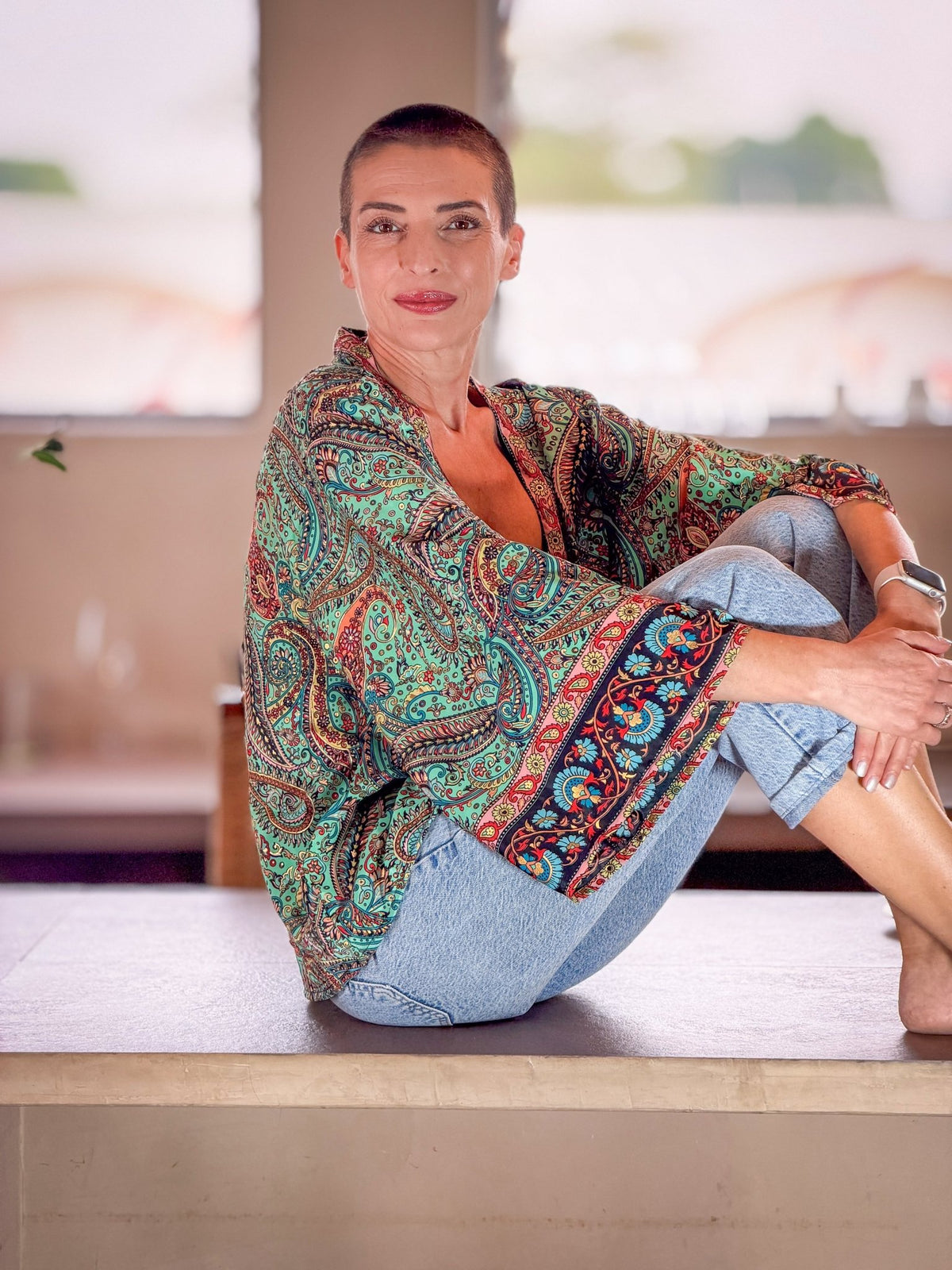 Veste kimono en soie vintage – veste courte ouverte femme  – veste bohème chic