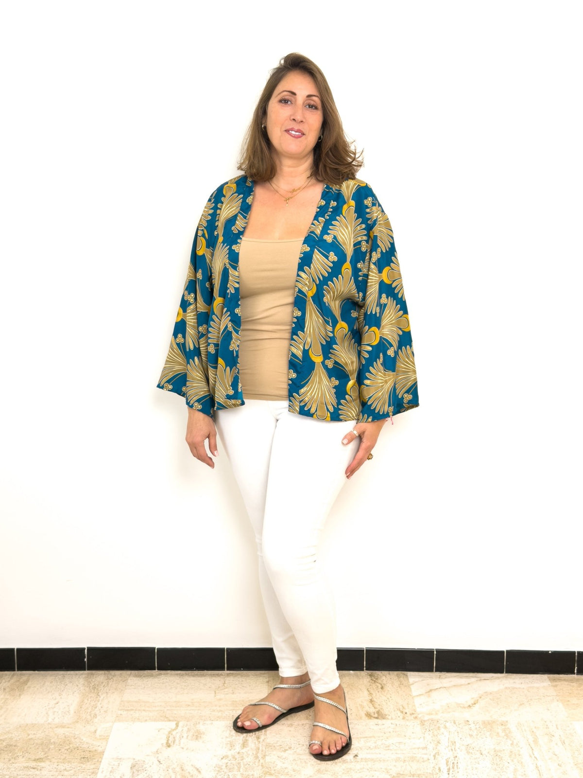 Vintage silk kimono jacket – short open jacket women – boho chic style