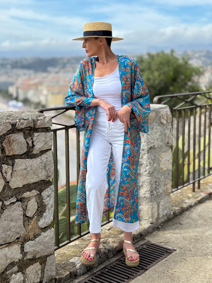 Kimono en soie, Kimono vintage, kimono bohème,  Robe d'intérieur, Cadeau de Noël, Cadeaux pour elle.