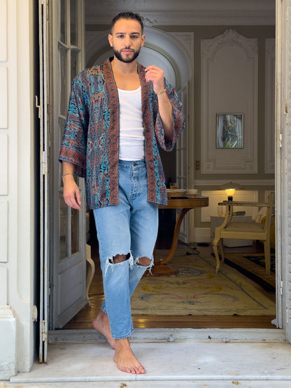 Men's kimono jacket, cardigan jacket, silk kimono, short kimono, gift for him, christmas gift