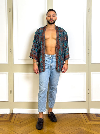 Men's kimono jacket, cardigan jacket, silk kimono, short kimono, gift for him, christmas gift