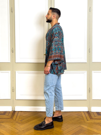 Men's kimono jacket, cardigan jacket, silk kimono, short kimono, gift for him, christmas gift