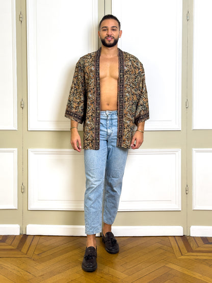 Veste kimono pour homme, veste cardigan, kimono en soie, kimono court, cadeau pour lui, cadeau de noël
